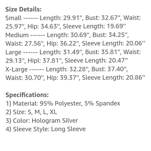 🆕⭐Silver metallic hooded bodysuit - Picture 7 of 9